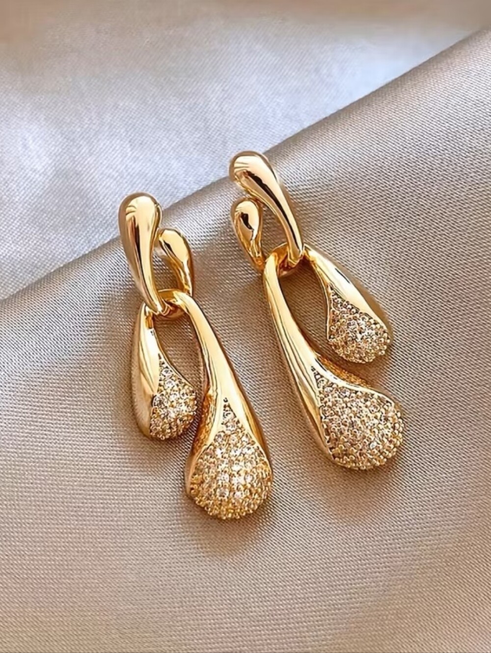 Gold-Tone Crystal Teardrop Dangle Earrings - Women Jewelry